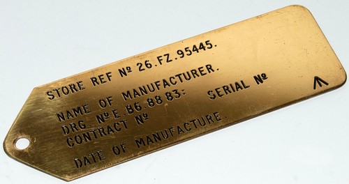 Brass tag plate 26fz 95445 - tag,